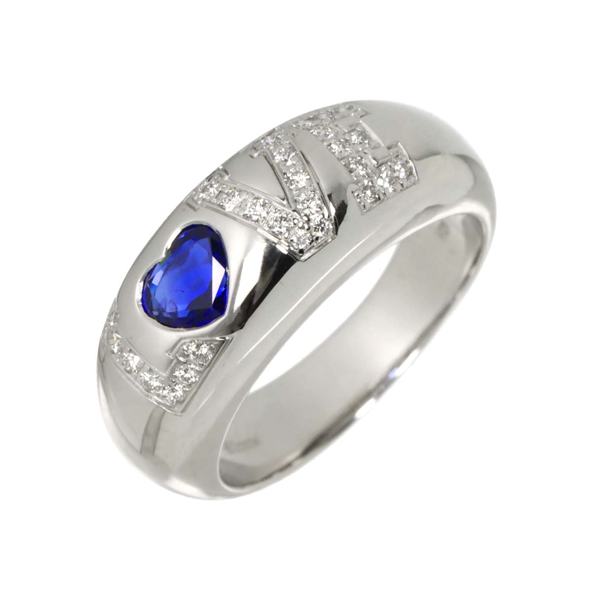 Love Sapphire Diamond Ring 18K WG 750 Size8.25(US)