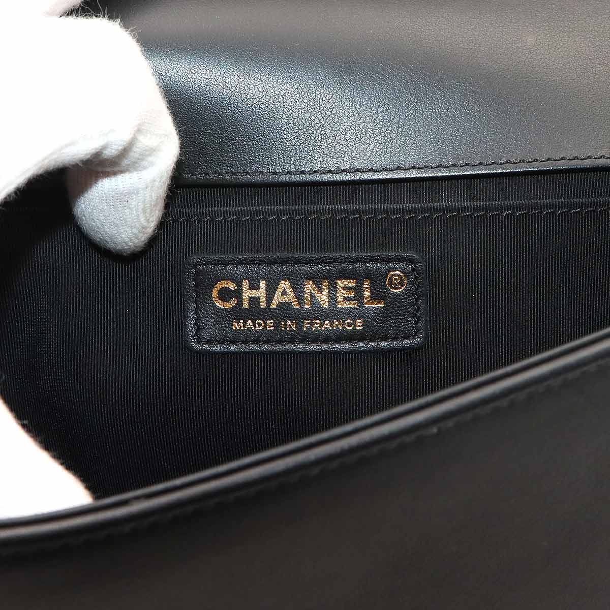BOY CHANEL Chain Shoulder Bag Leather Black A67086 Chevron