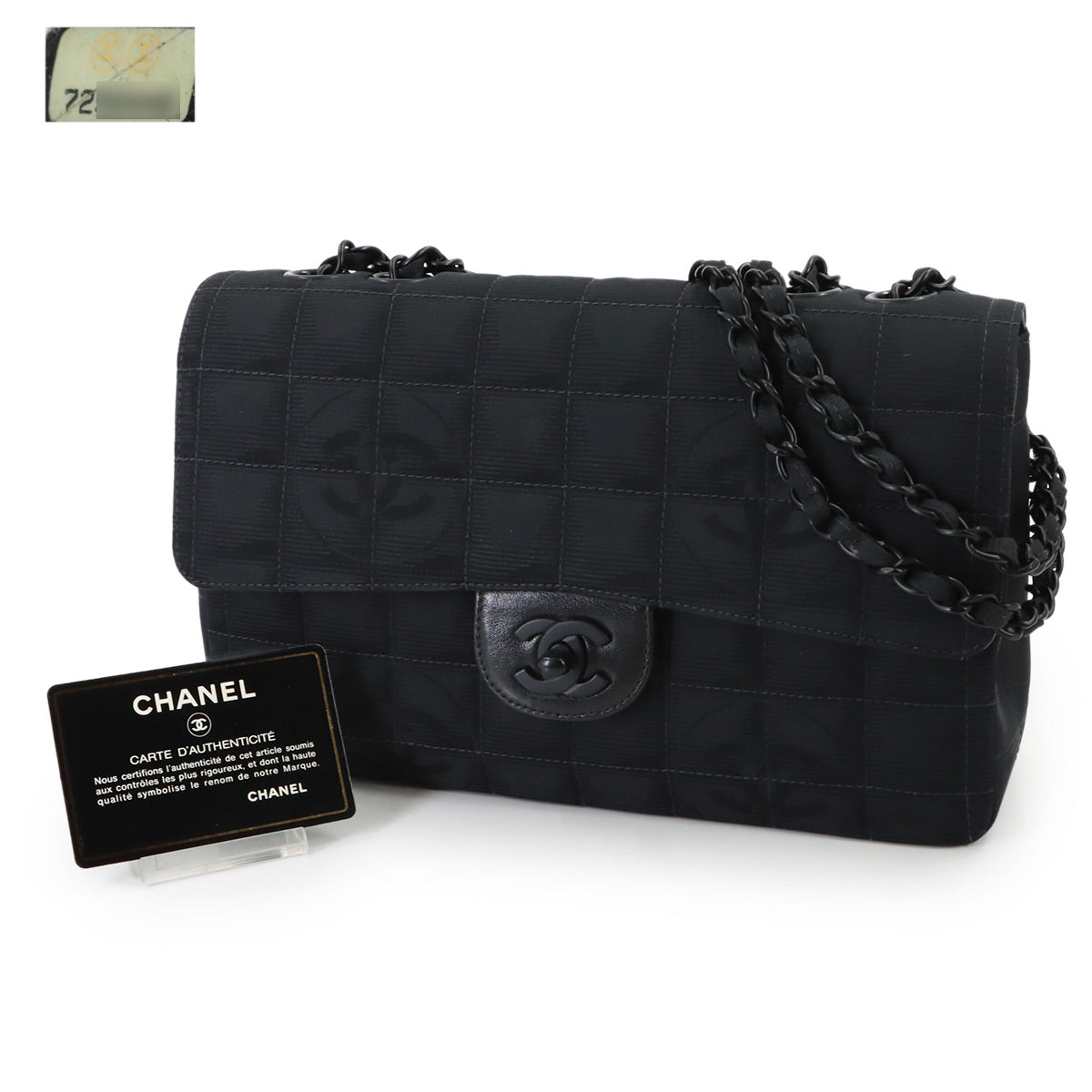 New Travel Line Chain Shoulder Bag Nylon Leather Black A15285
