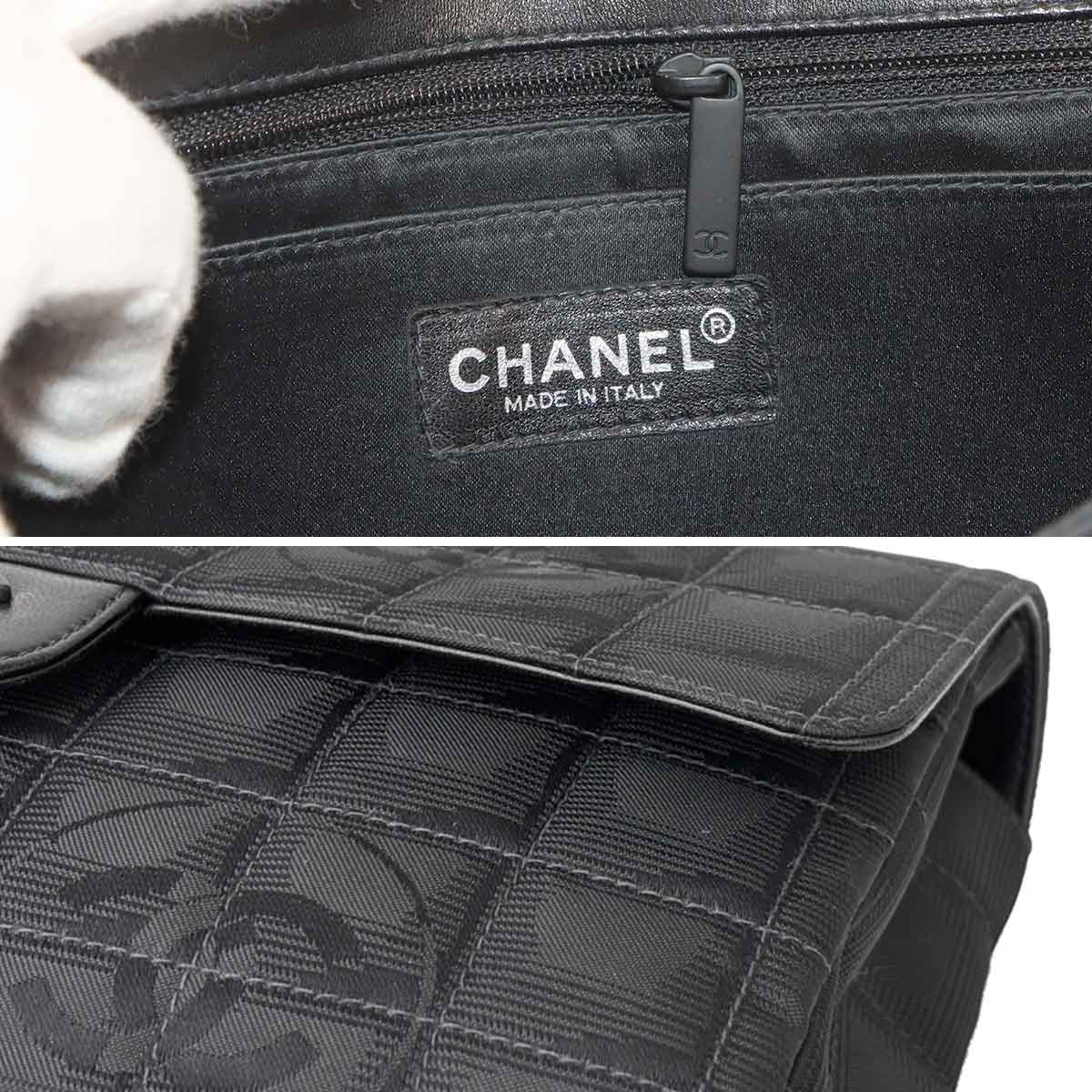 New Travel Line Chain Shoulder Bag Nylon Leather Black A15285