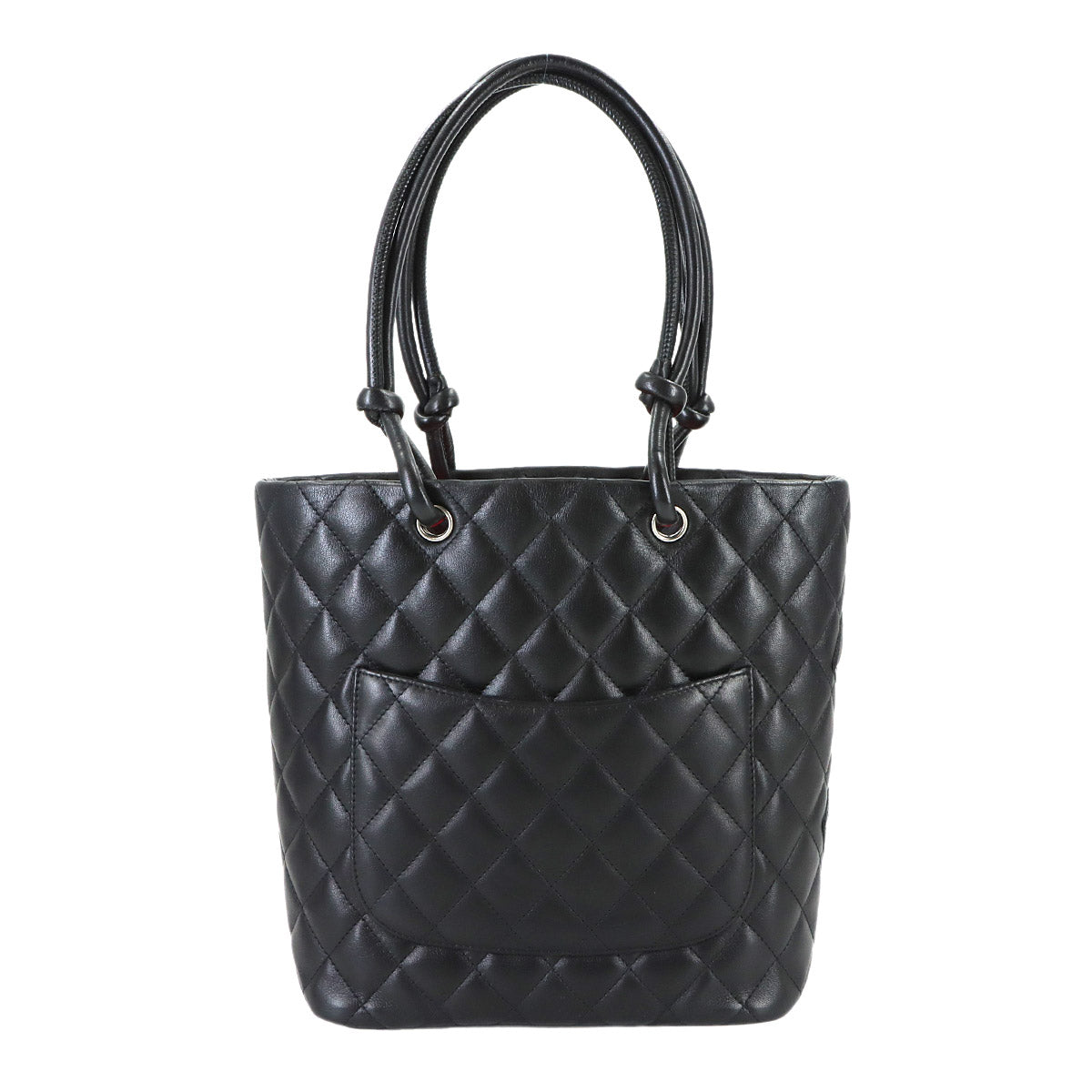 Cambon Line Medium Tote Bag Leather Enamel Black A25167 Purse