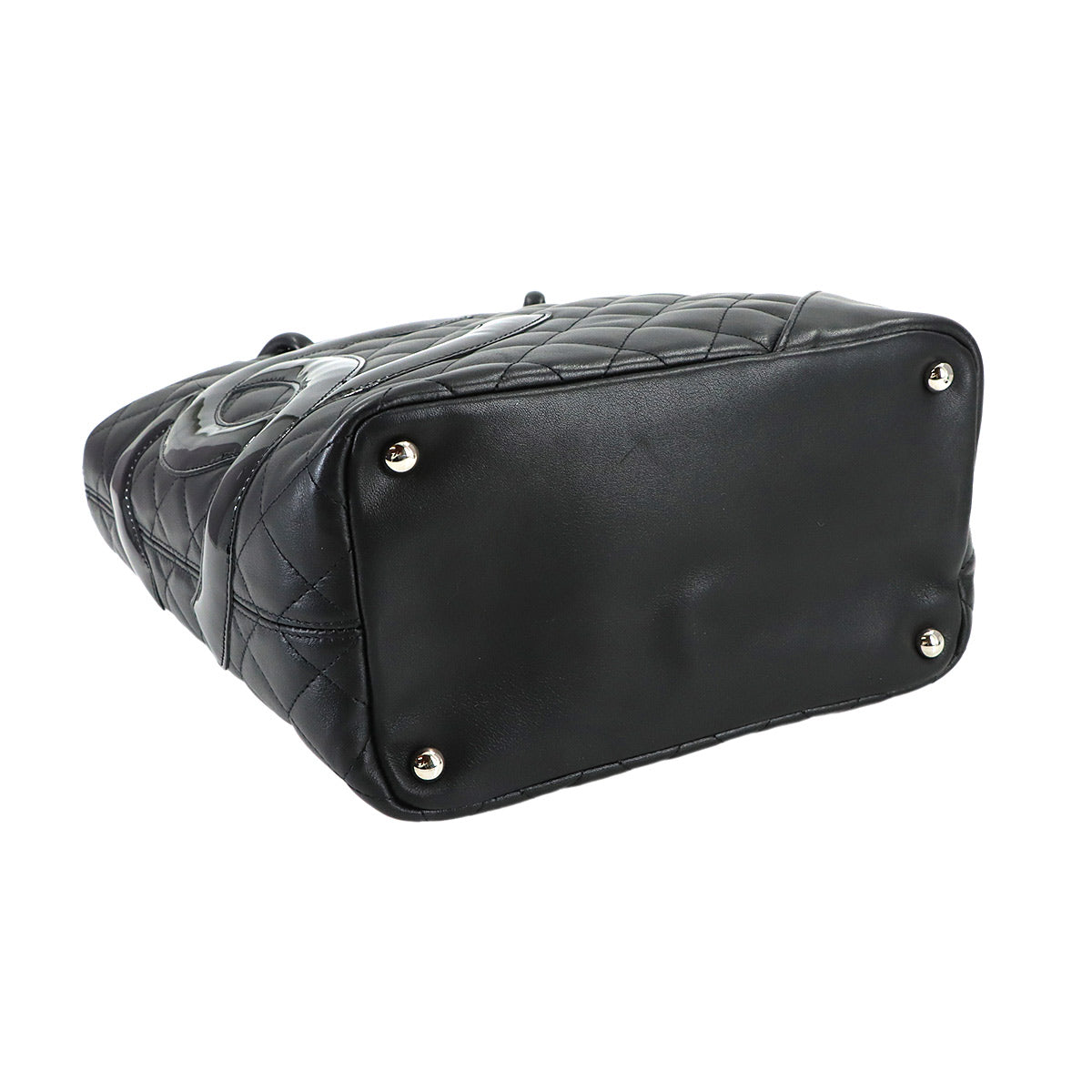 Cambon Line Medium Tote Bag Leather Enamel Black A25167 Purse