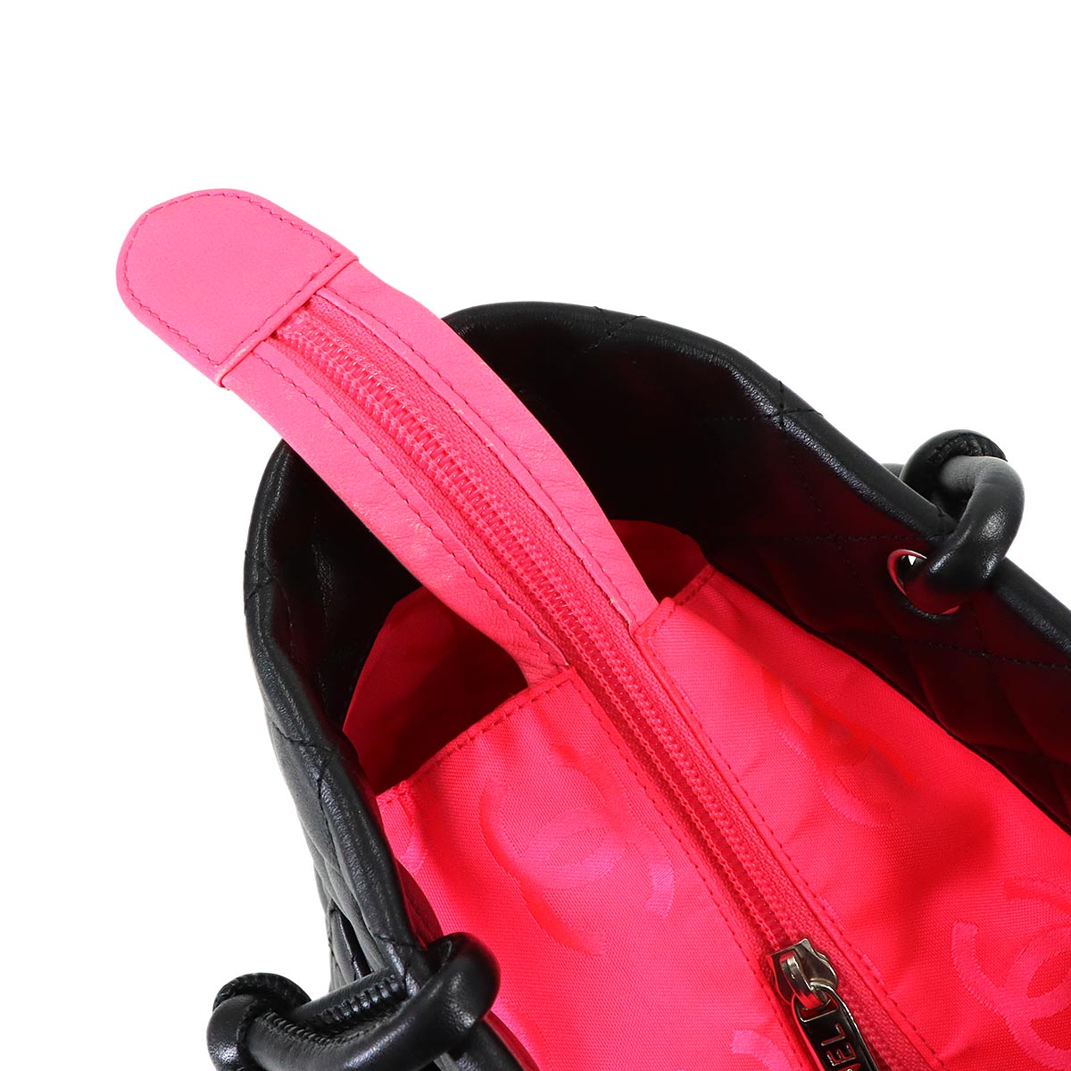 Cambon Line Medium Tote Bag Leather Enamel Black A25167 Purse