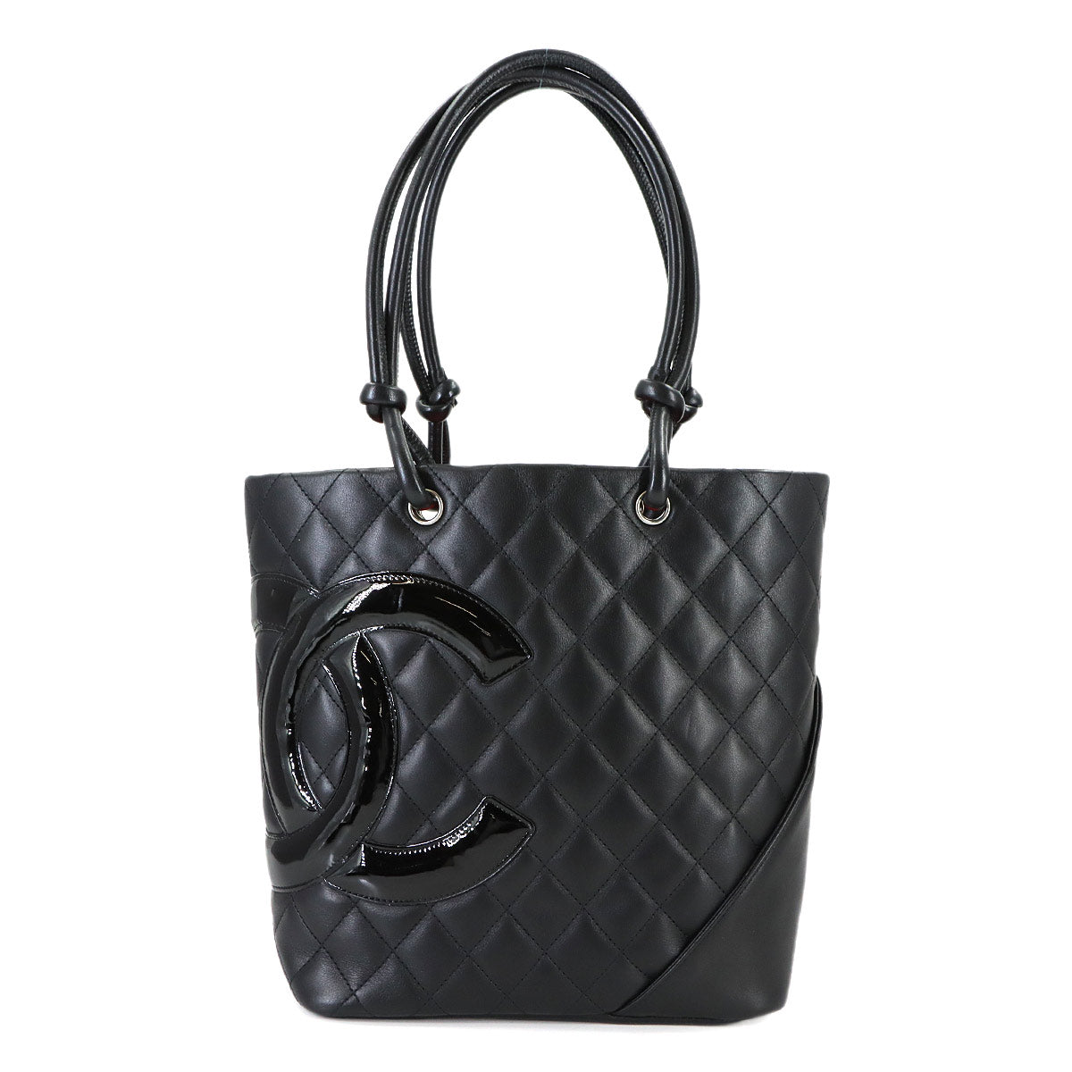 Cambon Line Medium Tote Bag Leather Enamel Black A25167 Purse