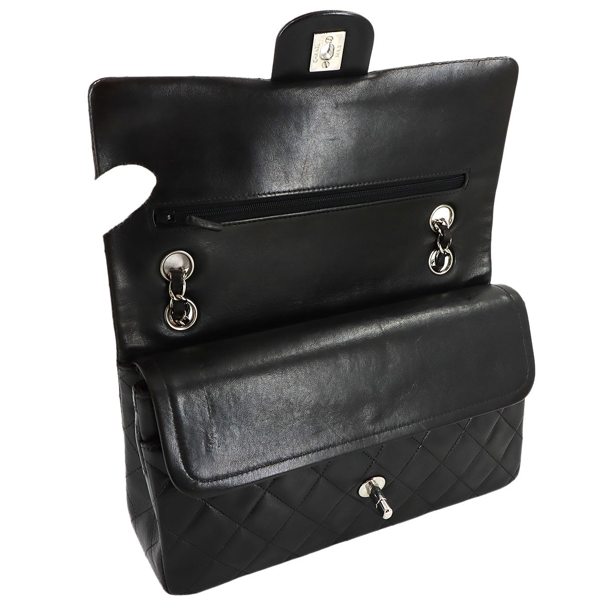 Matelasse 25 Chain Shoulder Bag Leather Black A01112