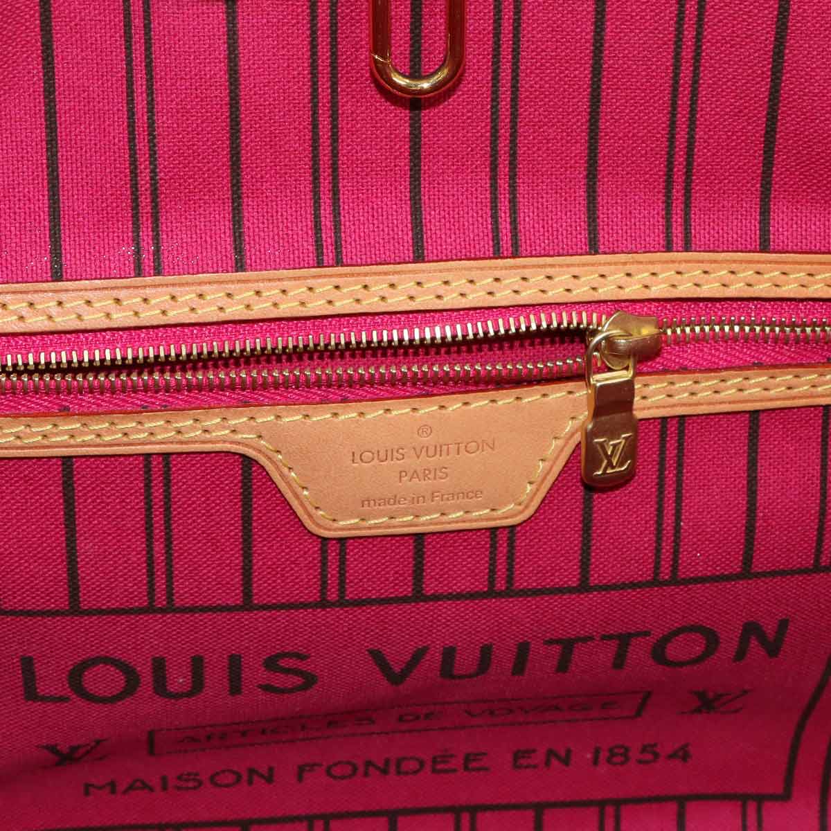Monogram Neverfull PM Tote Bag Brown Fuchsia M41001