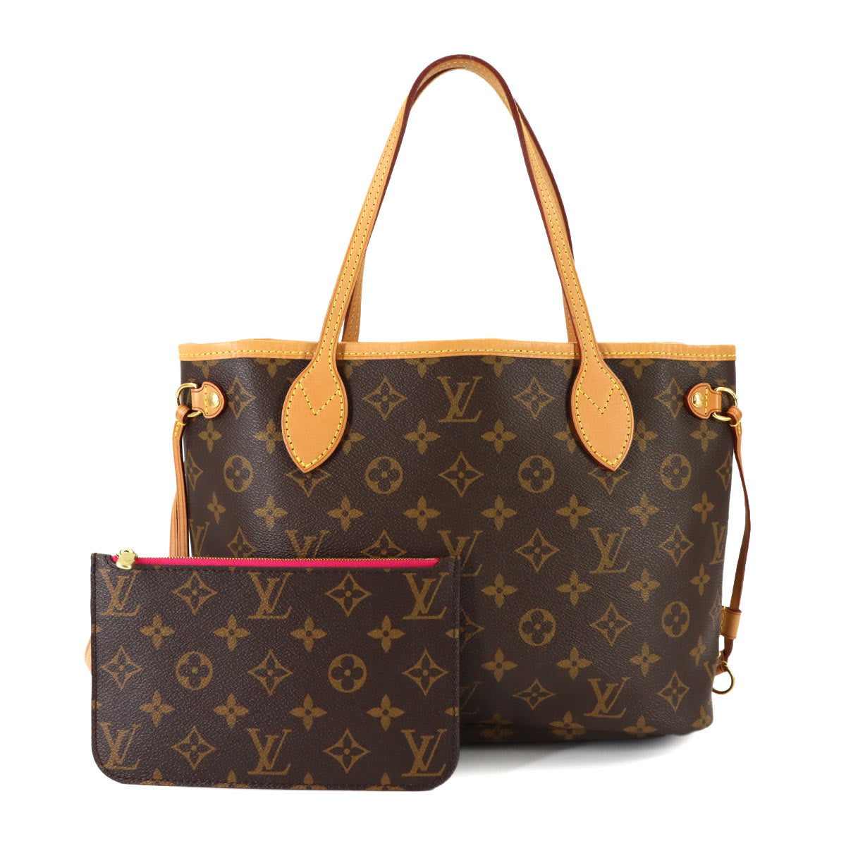 Monogram Neverfull PM Tote Bag Brown Fuchsia M41001
