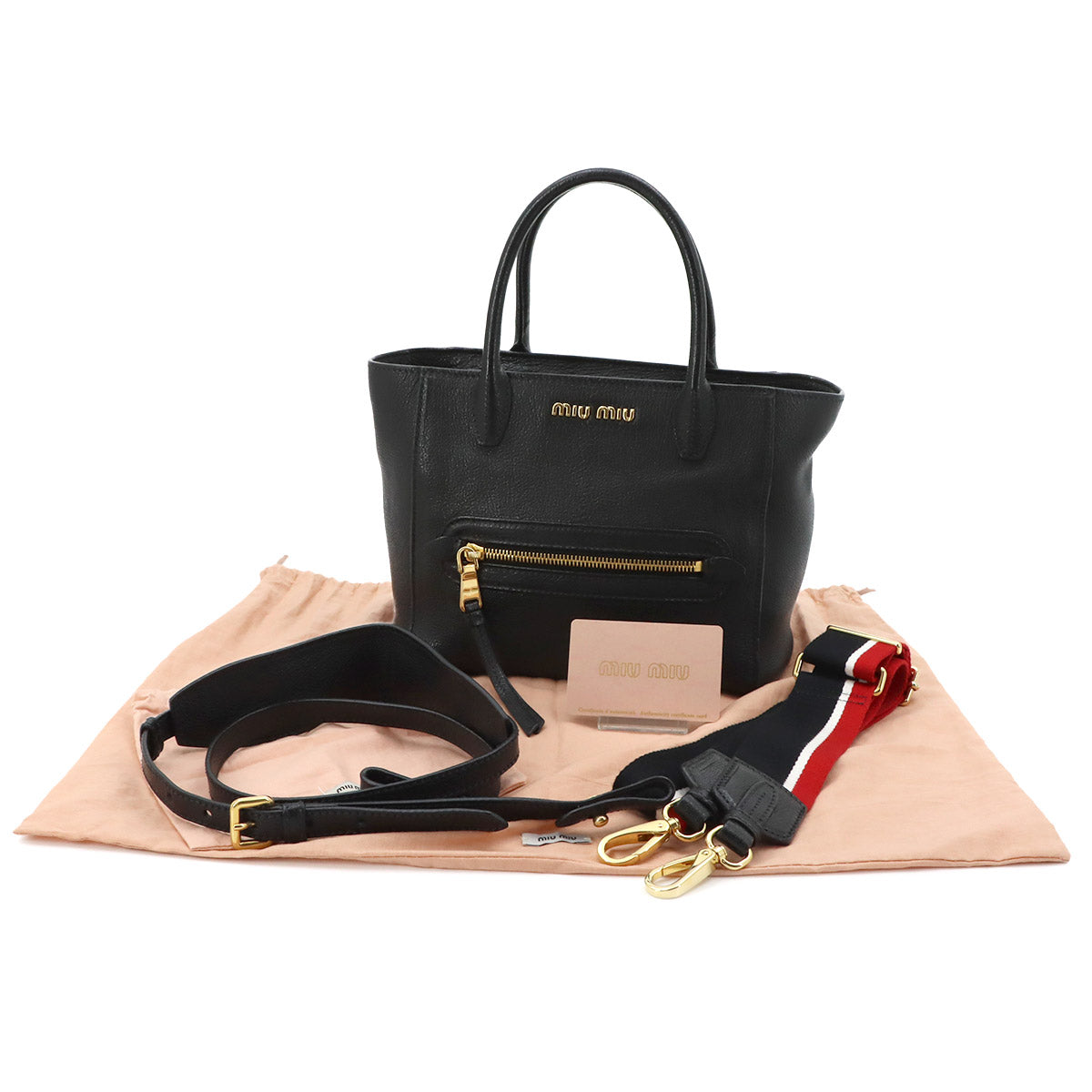 Madras 2way Hand Shoulder Bag Leather Black 5BG143