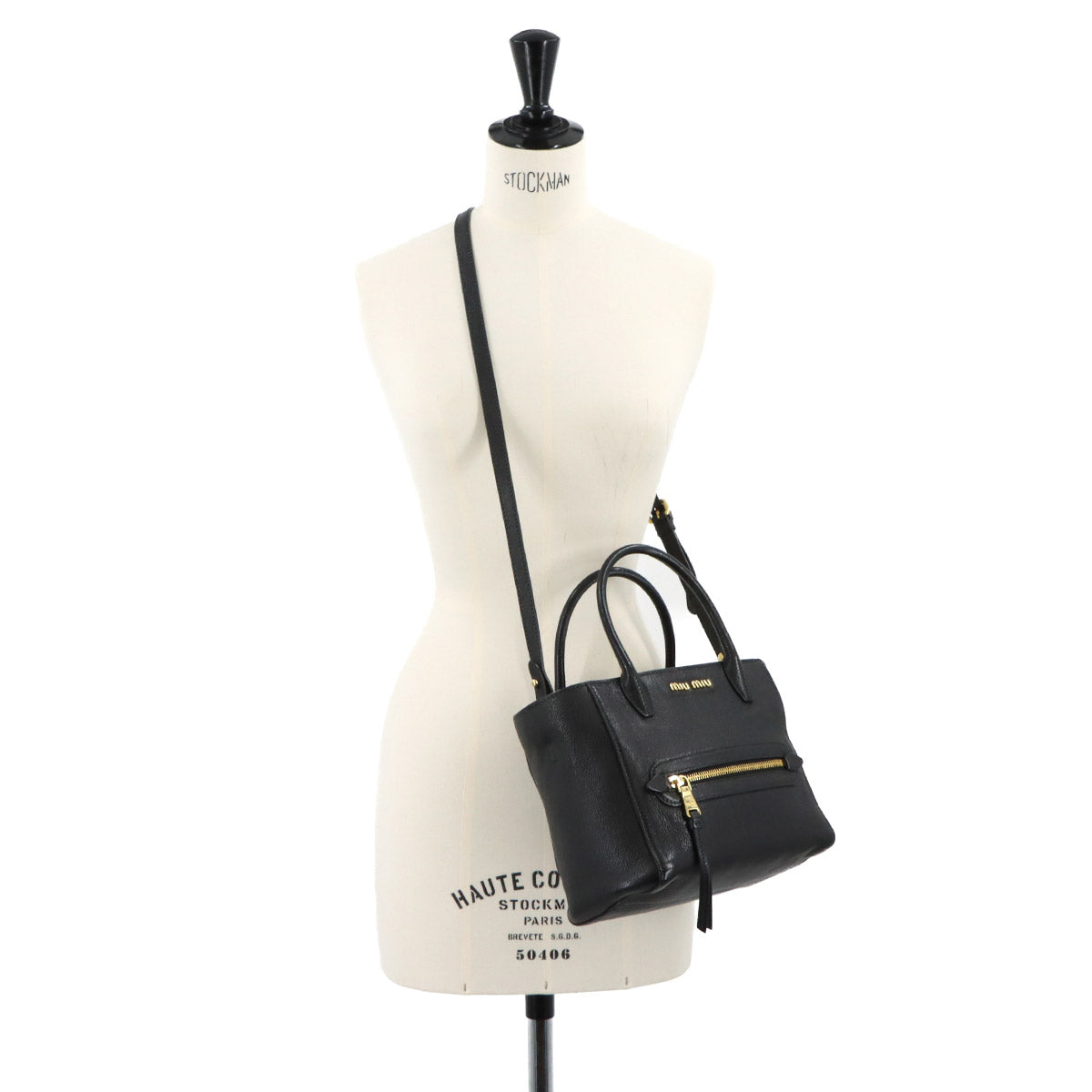 Madras 2way Hand Shoulder Bag Leather Black 5BG143