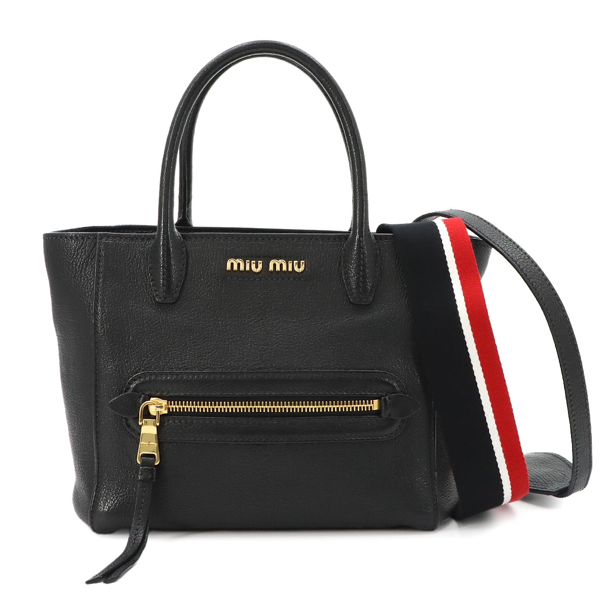 Madras 2way Hand Shoulder Bag Leather Black 5BG143