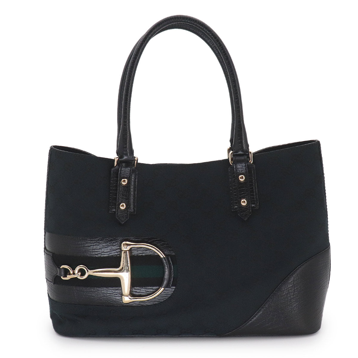 Horsebit Tote Bag GG Canvas Leather Black 137385 Purse