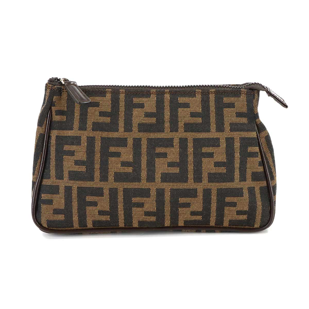 Zucca Pouch Canvas Leather Brown Vintage Purse