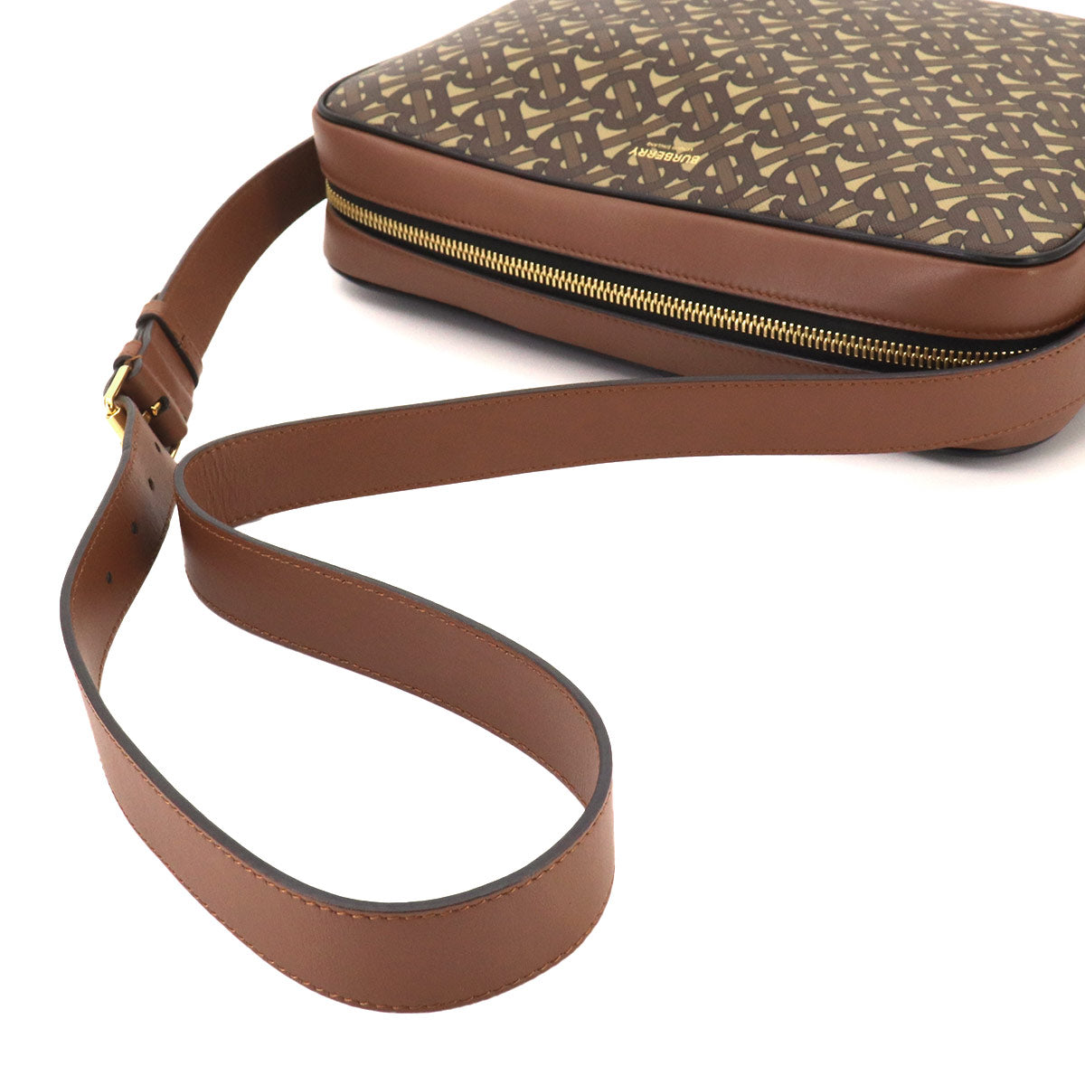 TB Monogram Shoulder Bag PVC Leather Brown 8022188