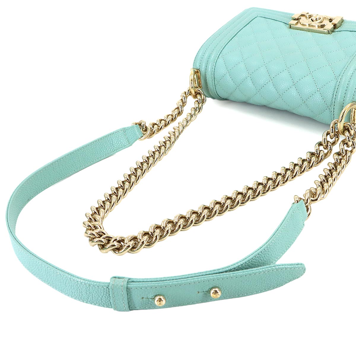 BOY CHANEL Small Chain Shoulder Bag Leather Blue A67085
