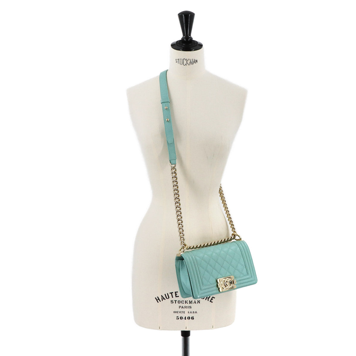 BOY CHANEL Small Chain Shoulder Bag Leather Blue A67085