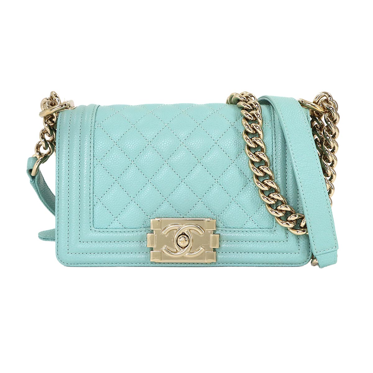 BOY CHANEL Small Chain Shoulder Bag Leather Blue A67085