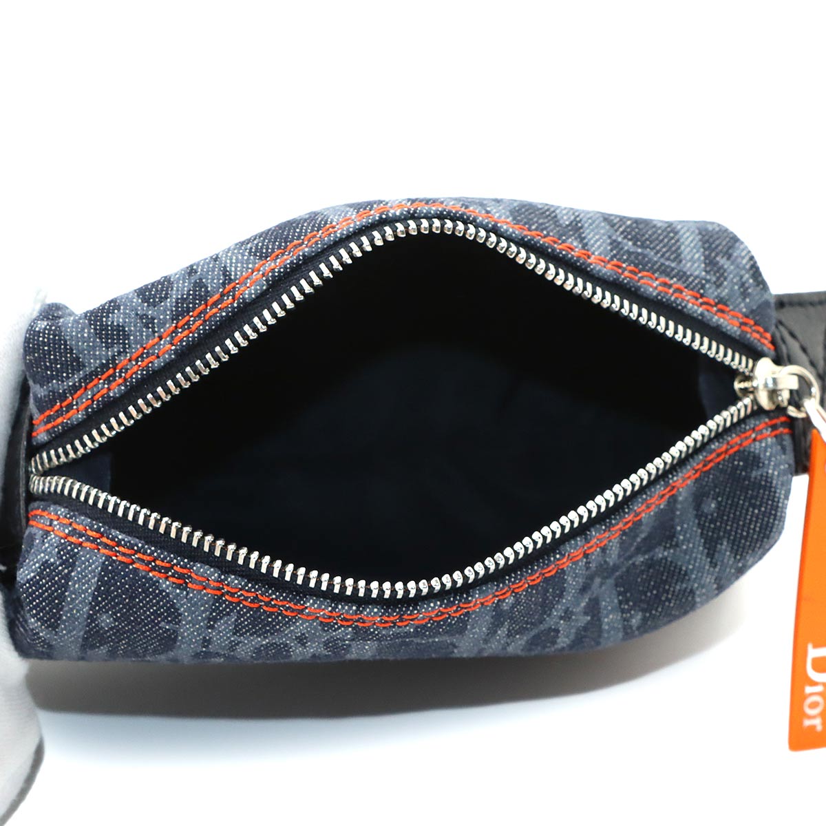 Flight Trotter Pouch Denim Leather Navy Purse