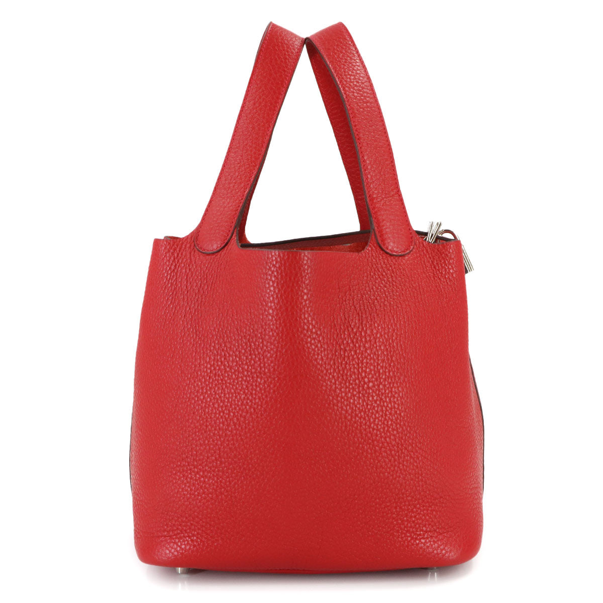 Picotin Lock MM Hand Bag Taurillon Clemence Rouge Casaque