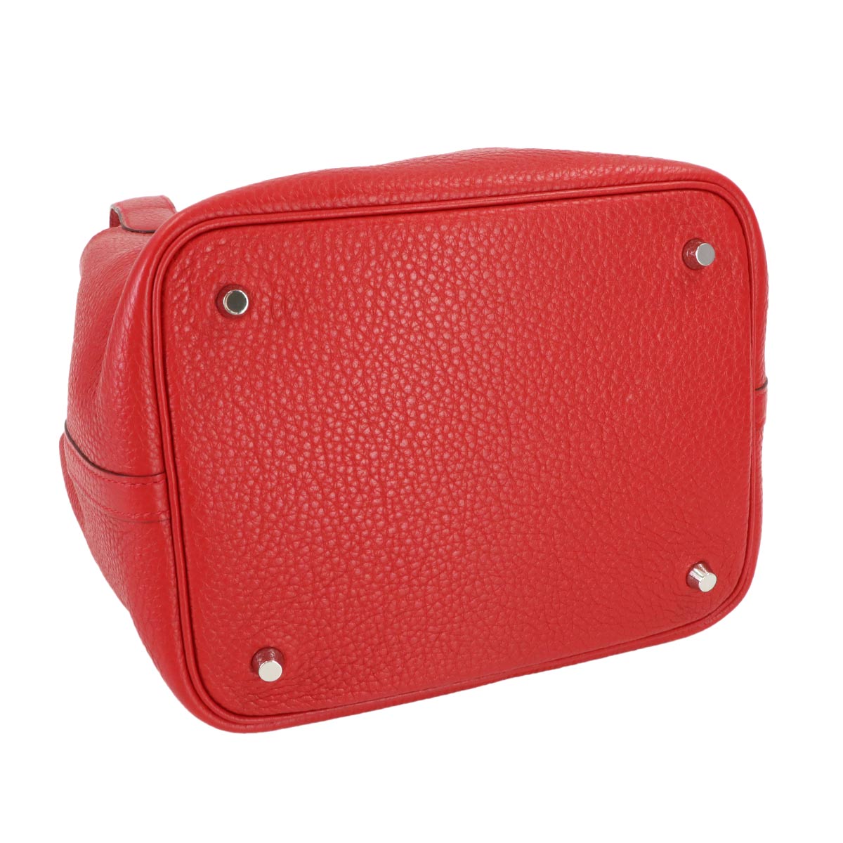 Picotin Lock MM Hand Bag Taurillon Clemence Rouge Casaque