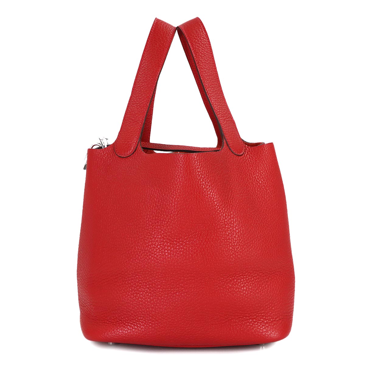 Picotin Lock MM Hand Bag Taurillon Clemence Rouge Casaque
