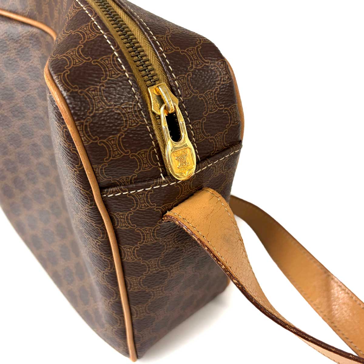 Macadam Shoulder Bag Leather PVC Brown Vintage Purse