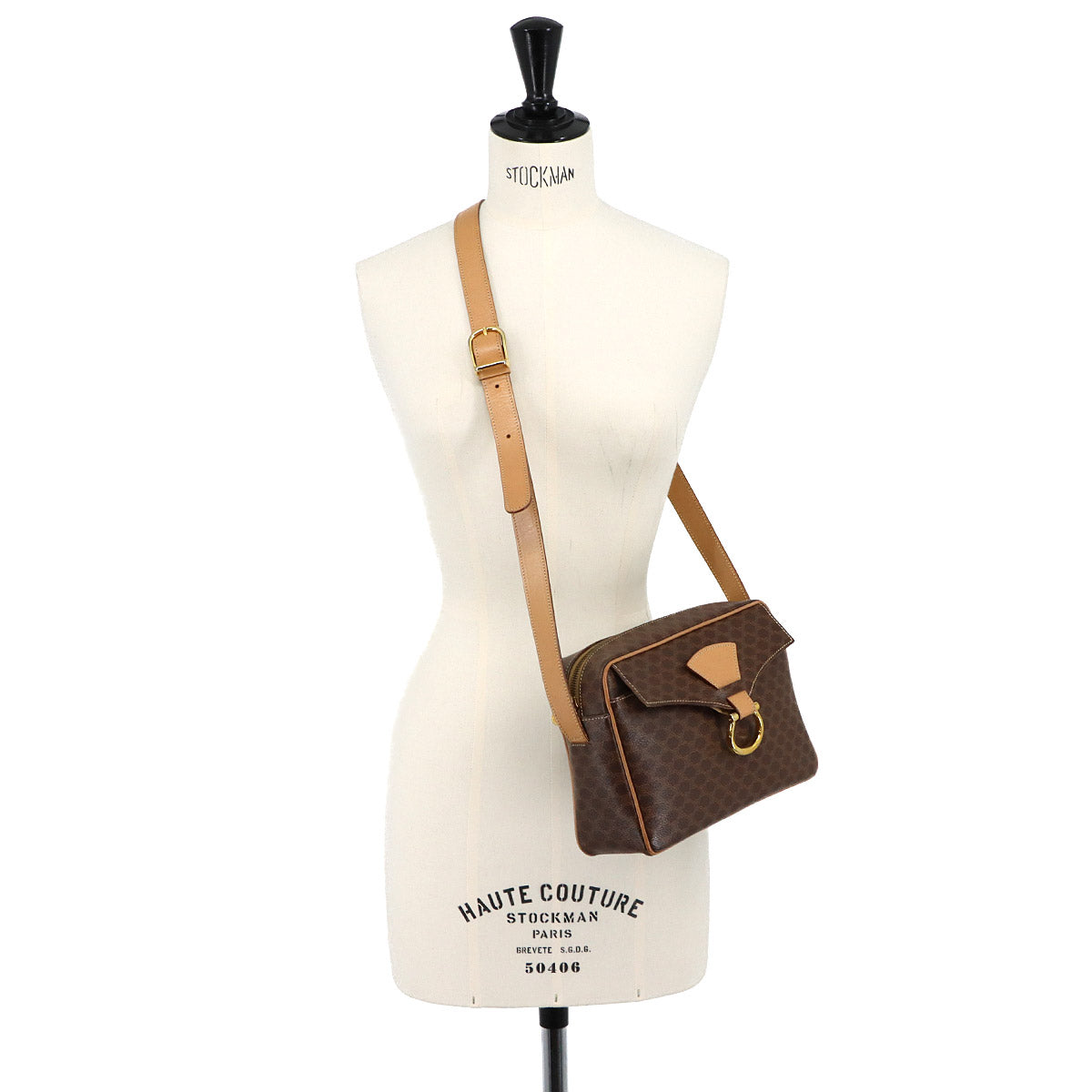 Macadam Shoulder Bag Leather PVC Brown Vintage Purse