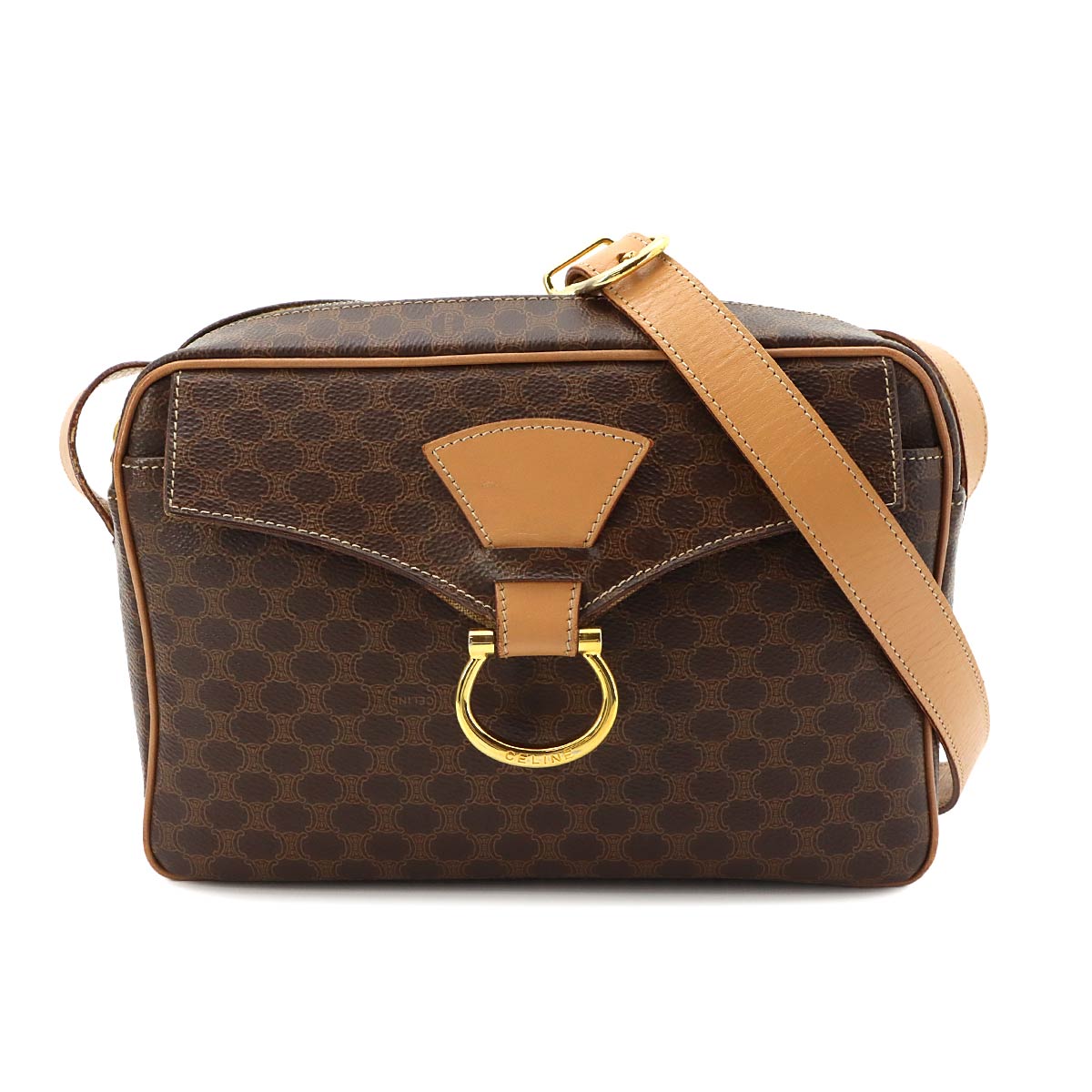 Macadam Shoulder Bag Leather PVC Brown Vintage Purse