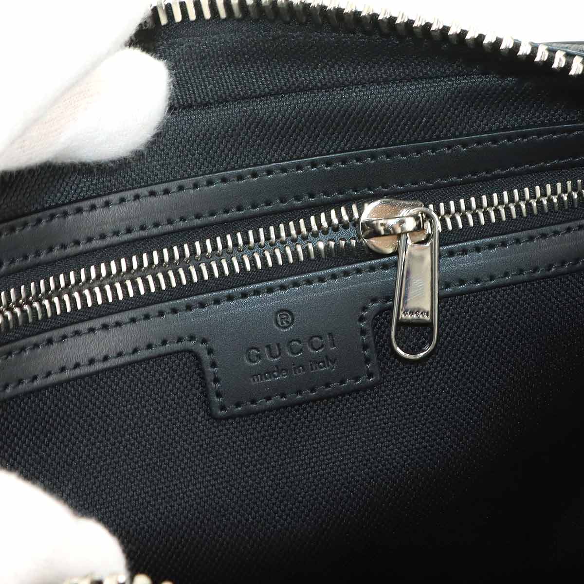 GG Supreme Belt Crossbody Weist Bag Leather Black 474293