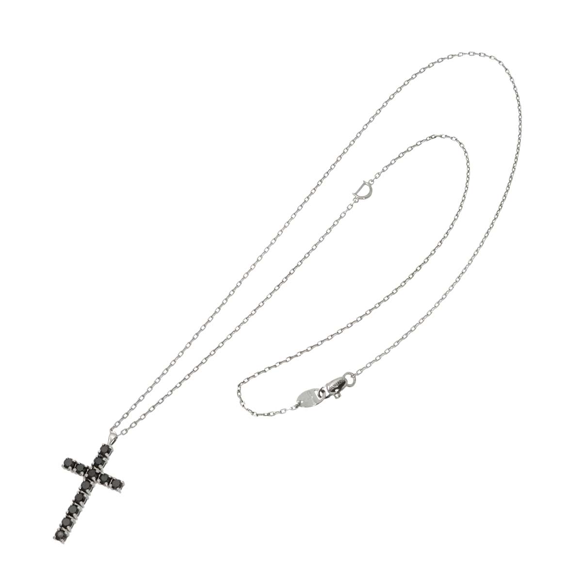 Mystery Cross Diamond Necklace 18K White Gold 750