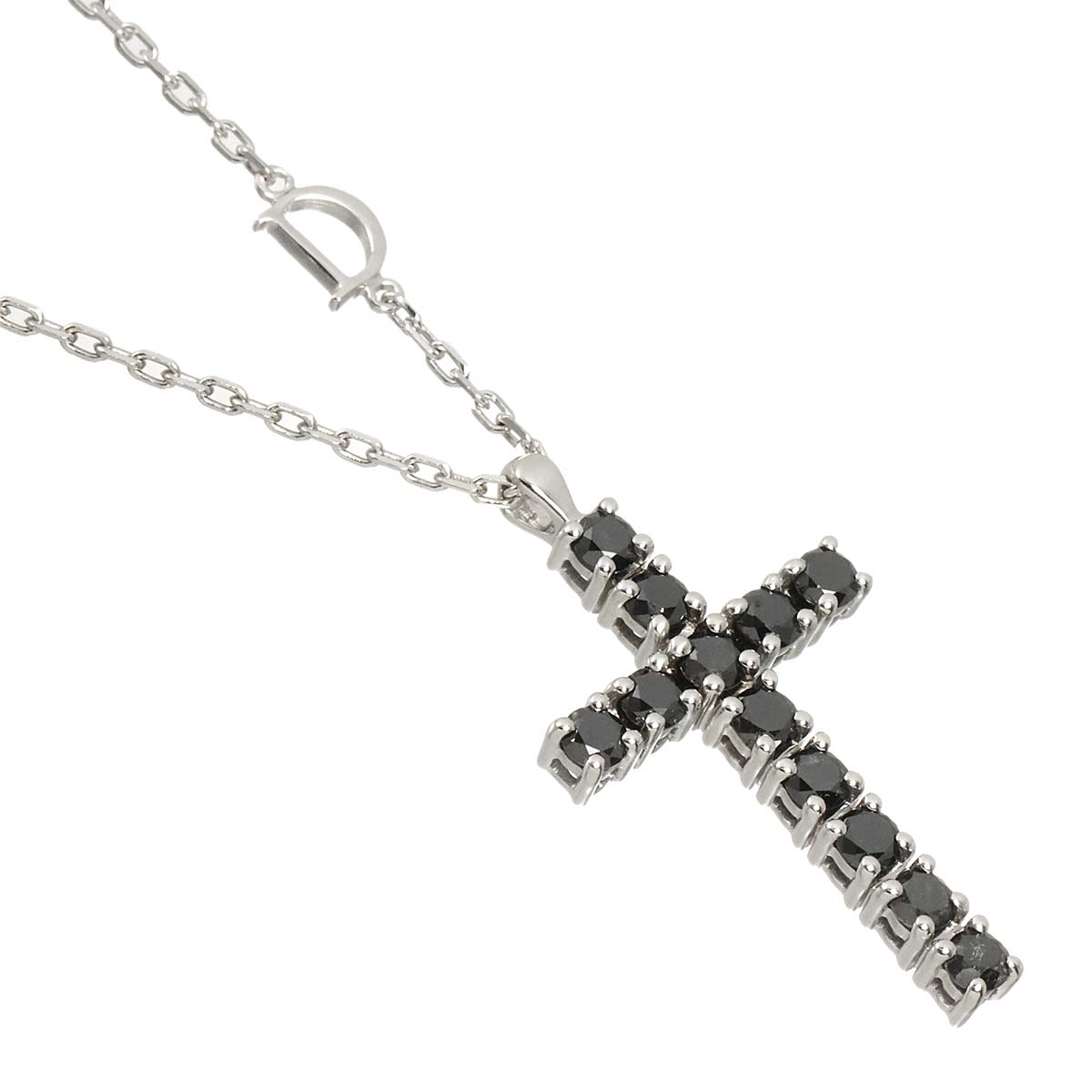 Mystery Cross Diamond Necklace 18K White Gold 750
