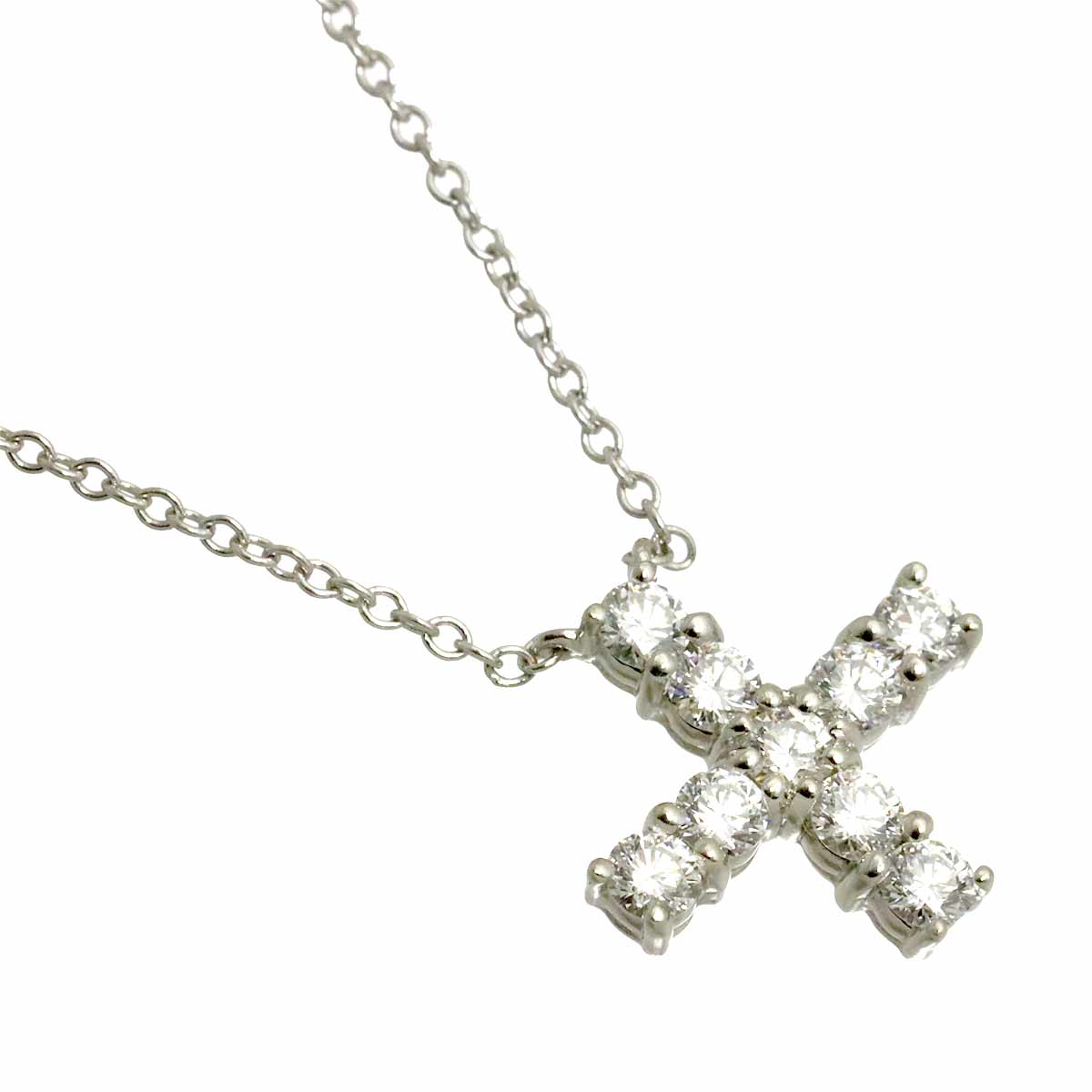 Mini Cross Diamond Necklace Pt Platinum