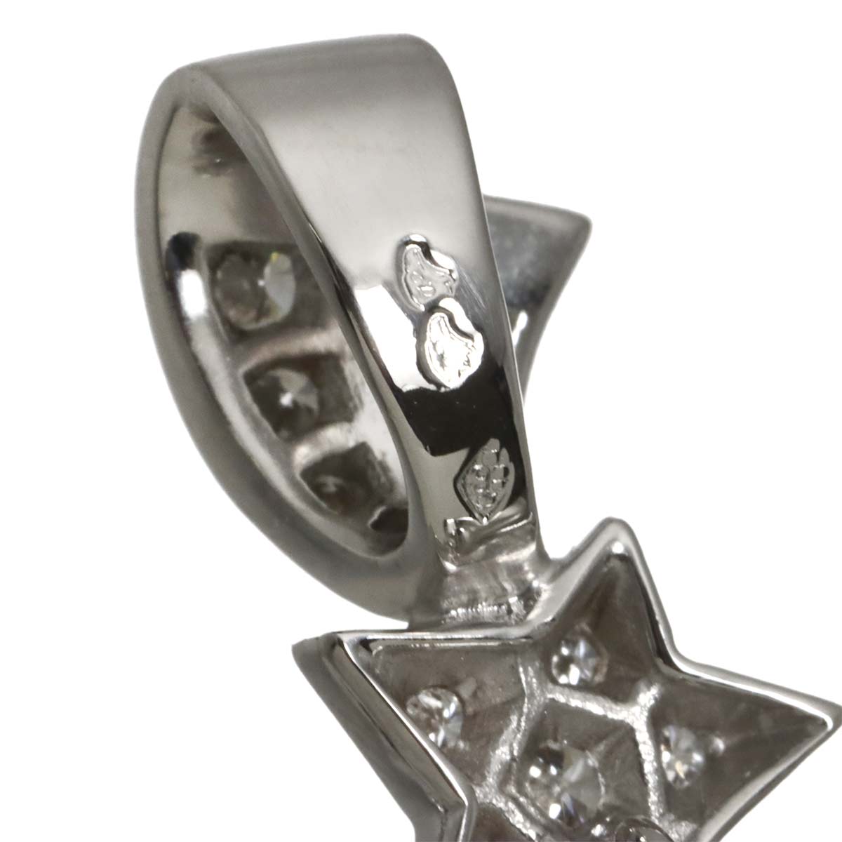 Comet Heart Star Diamond Charm Pendant Top 18K WG 750