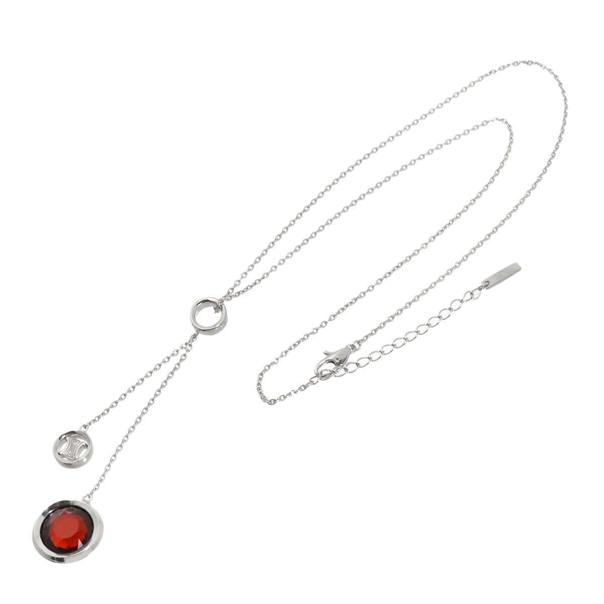 Garnet Diamond Necklace 18K White Gold 750