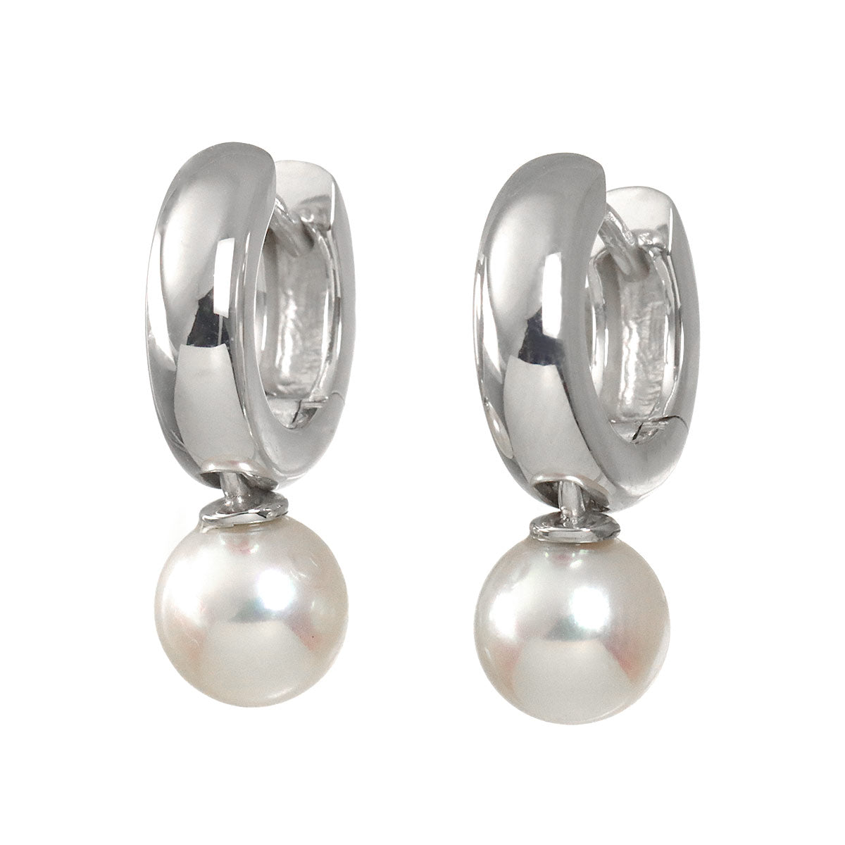 Akoya Pearl 6.6mm Earrings Pierced 18K WG 750