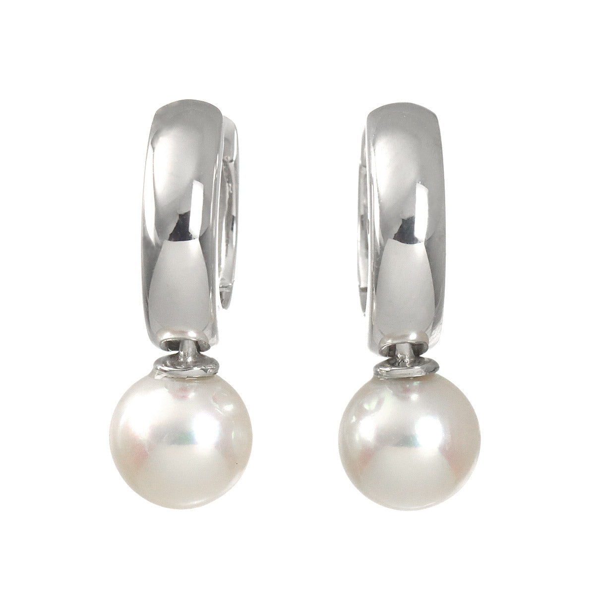 Akoya Pearl 6.6mm Earrings Pierced 18K WG 750