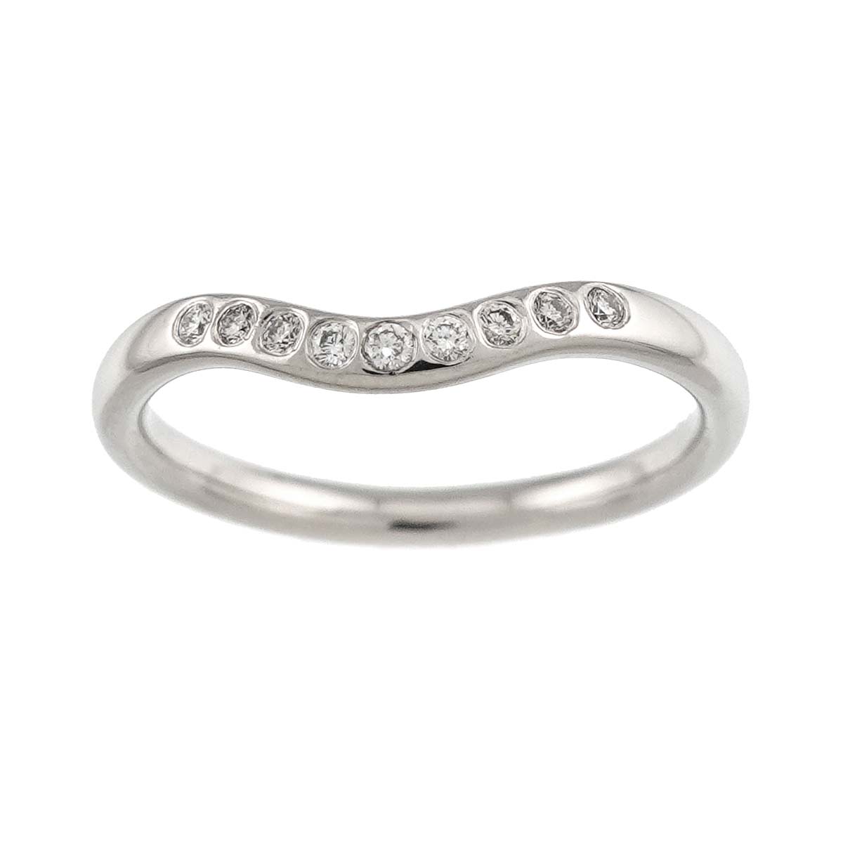 Curved Band Diamond Ring Pt Platinum Size5.25(US)