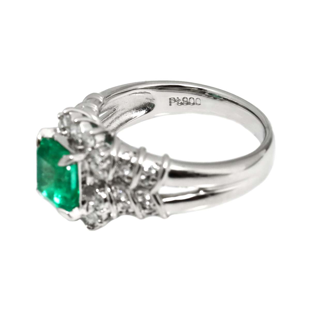 Emerald 1.63ct Diamond 0.38ct Ring Pt Platinum size6.5-6.75(US)
