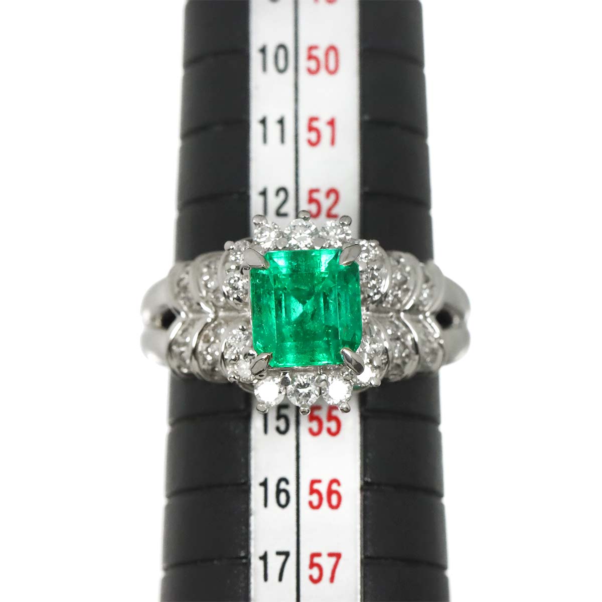 Emerald 1.63ct Diamond 0.38ct Ring Pt Platinum size6.5-6.75(US)