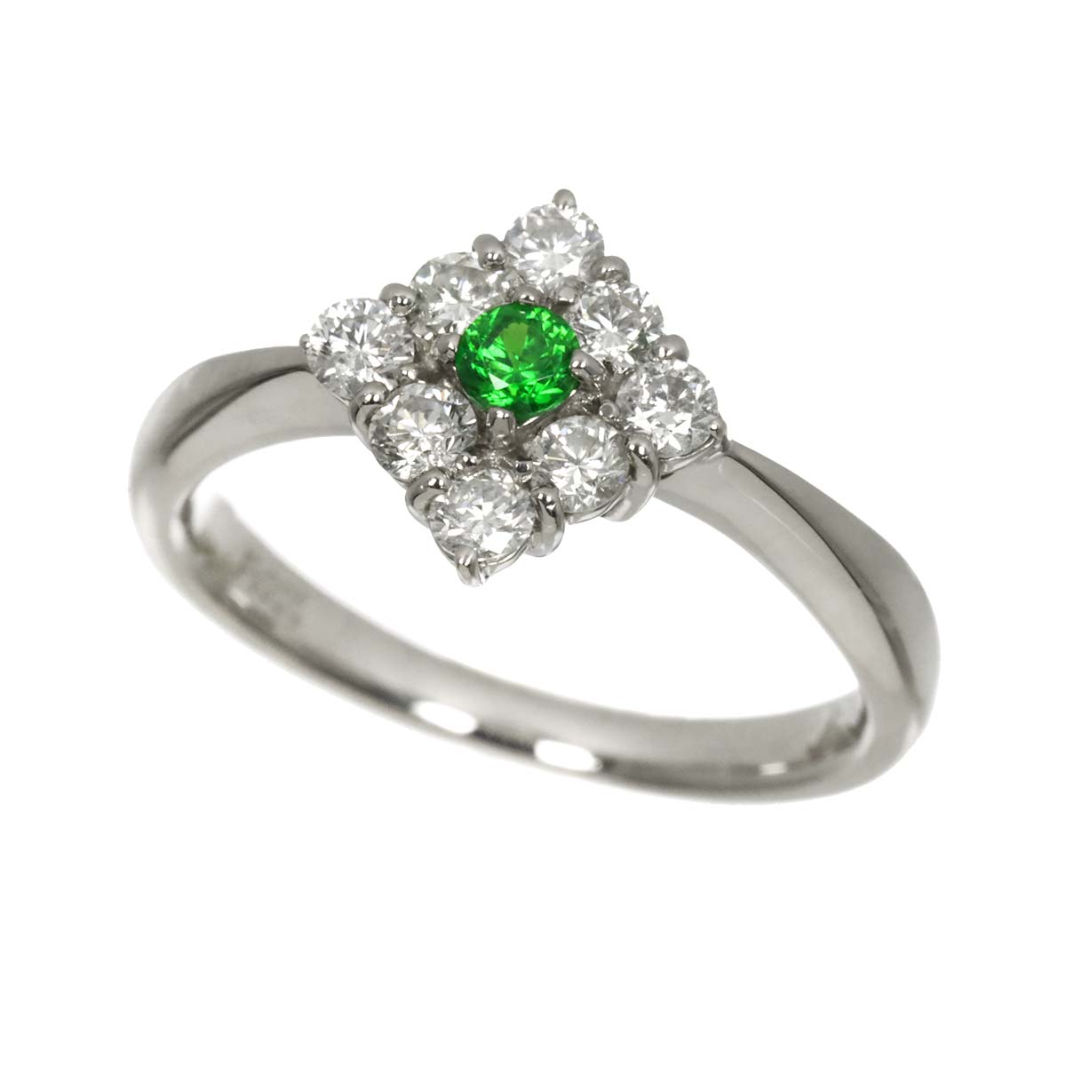 Garnet 0.11ct Diamond 0.43ct Ring Pt Platinum size5.25(US)
