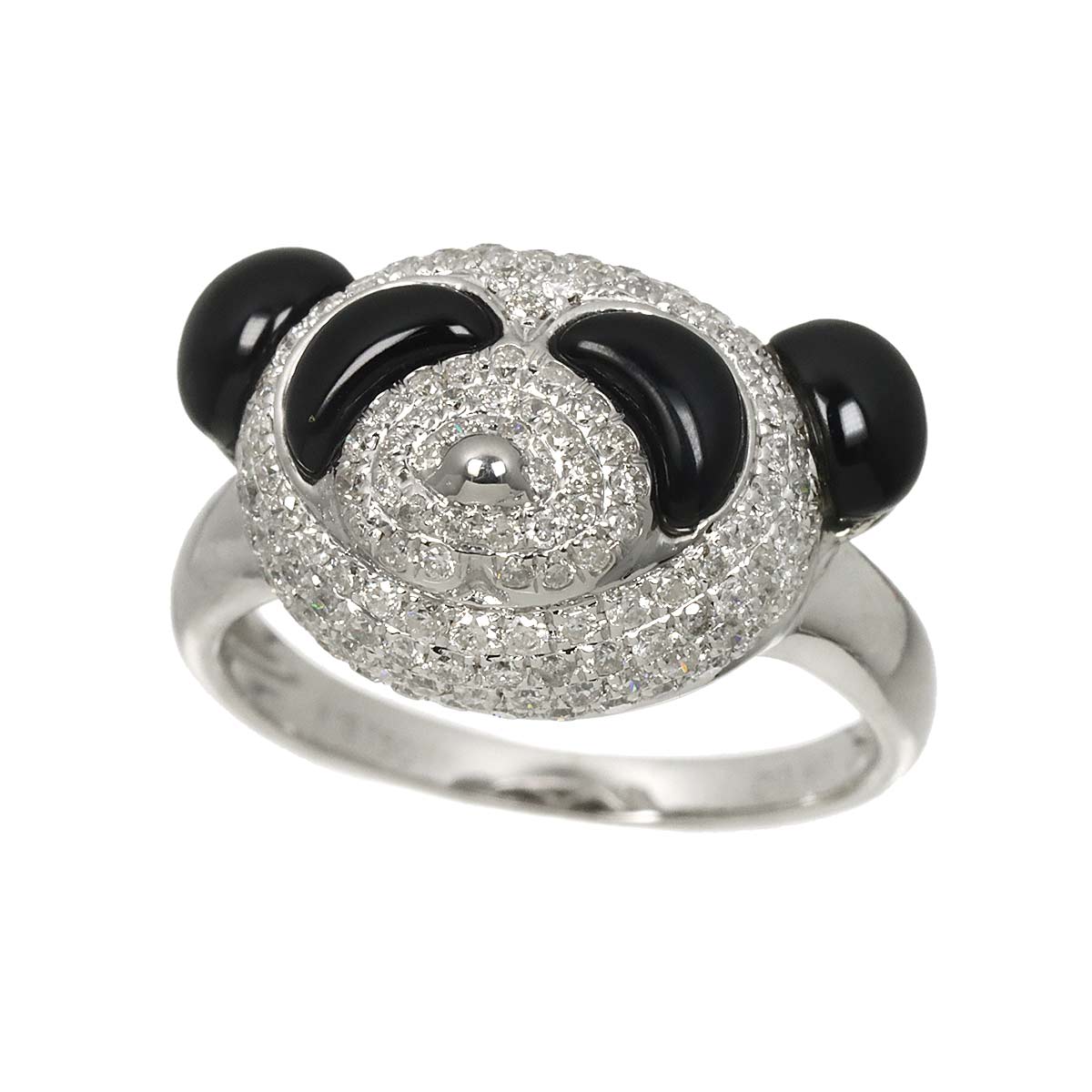 Diamond 0.90ct Onyx Ring 18K K18 WG White Gold size6.25-6.5(US)
