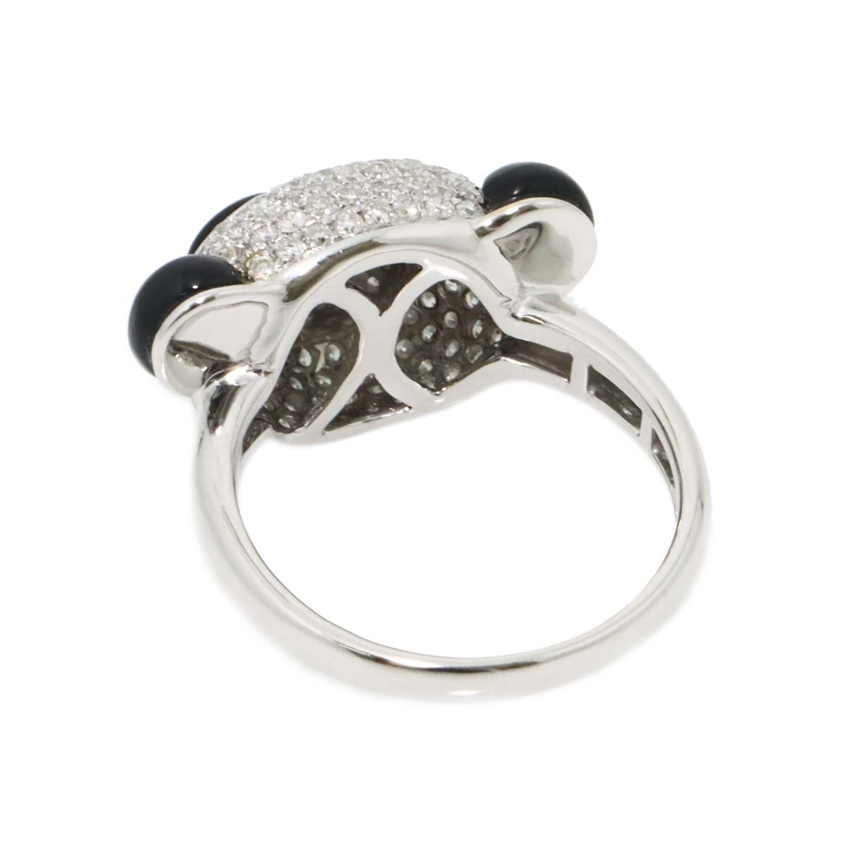 Diamond 0.90ct Onyx Ring 18K K18 WG White Gold size6.25-6.5(US)