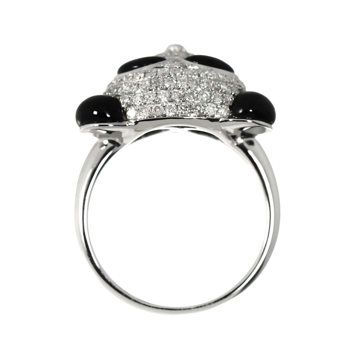 Diamond 0.90ct Onyx Ring 18K K18 WG White Gold size6.25-6.5(US)