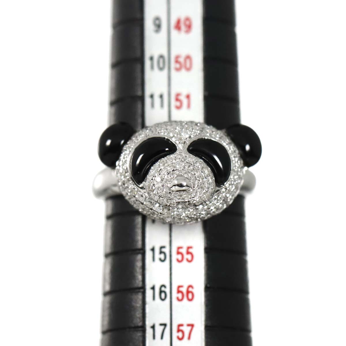 Diamond 0.90ct Onyx Ring 18K K18 WG White Gold size6.25-6.5(US)