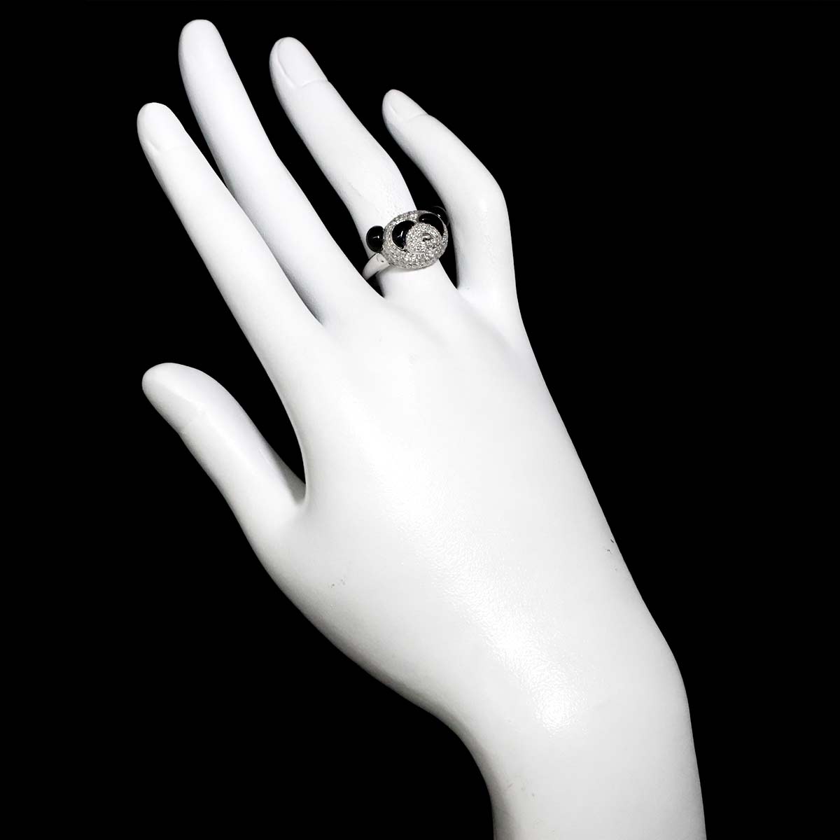 Diamond 0.90ct Onyx Ring 18K K18 WG White Gold size6.25-6.5(US)