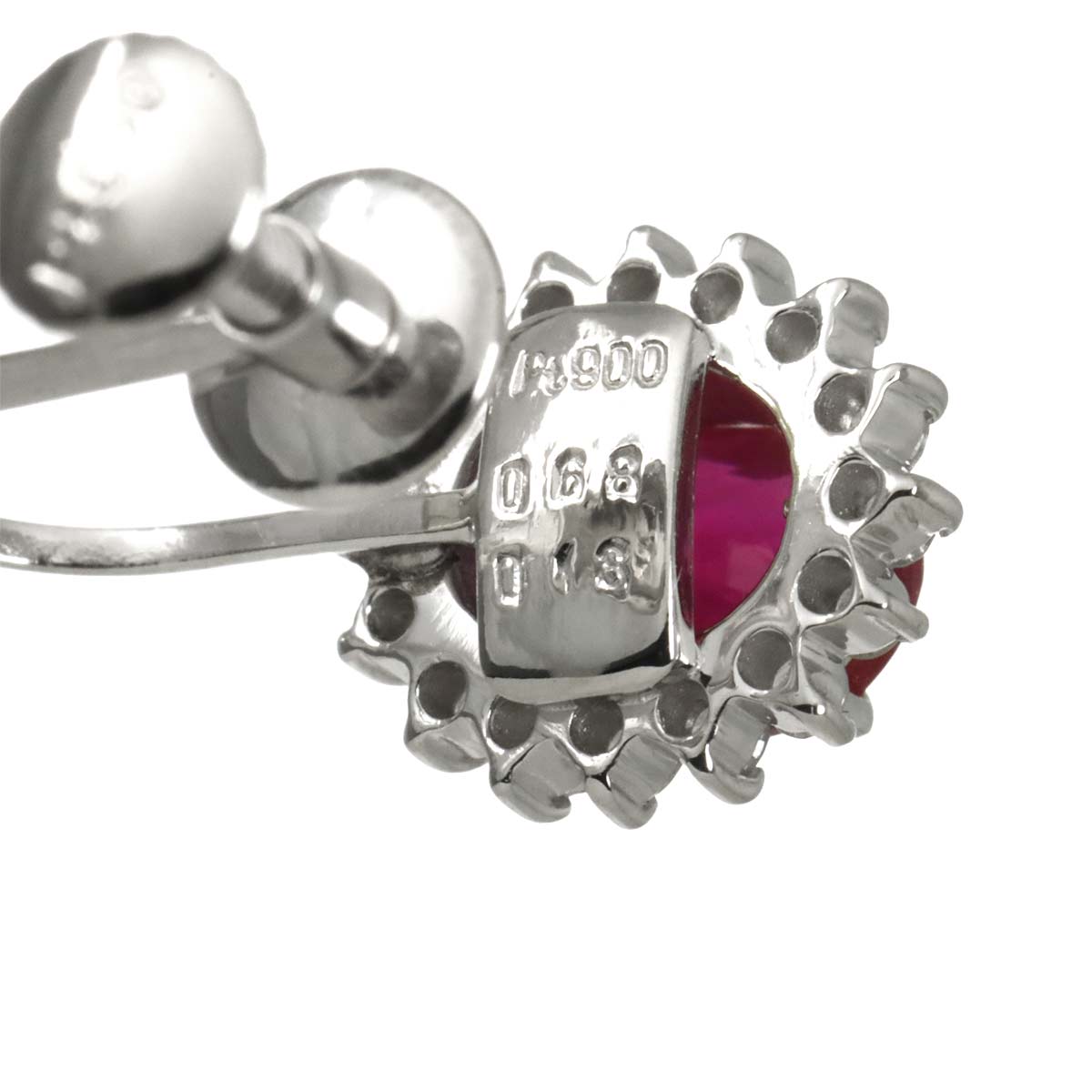 Ruby 0.68ct/0.65ct Diamond 0.13ct/0.13ct Earrings Clip on Platinum