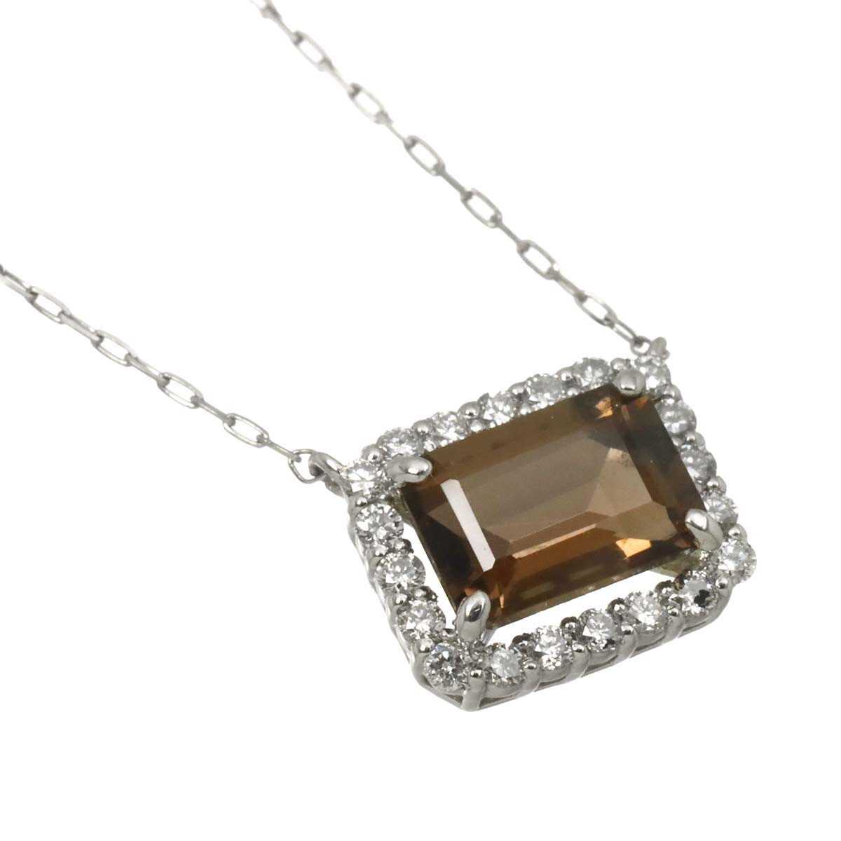 Quartz Diamond 0.16ct Necklace Pt Platinum