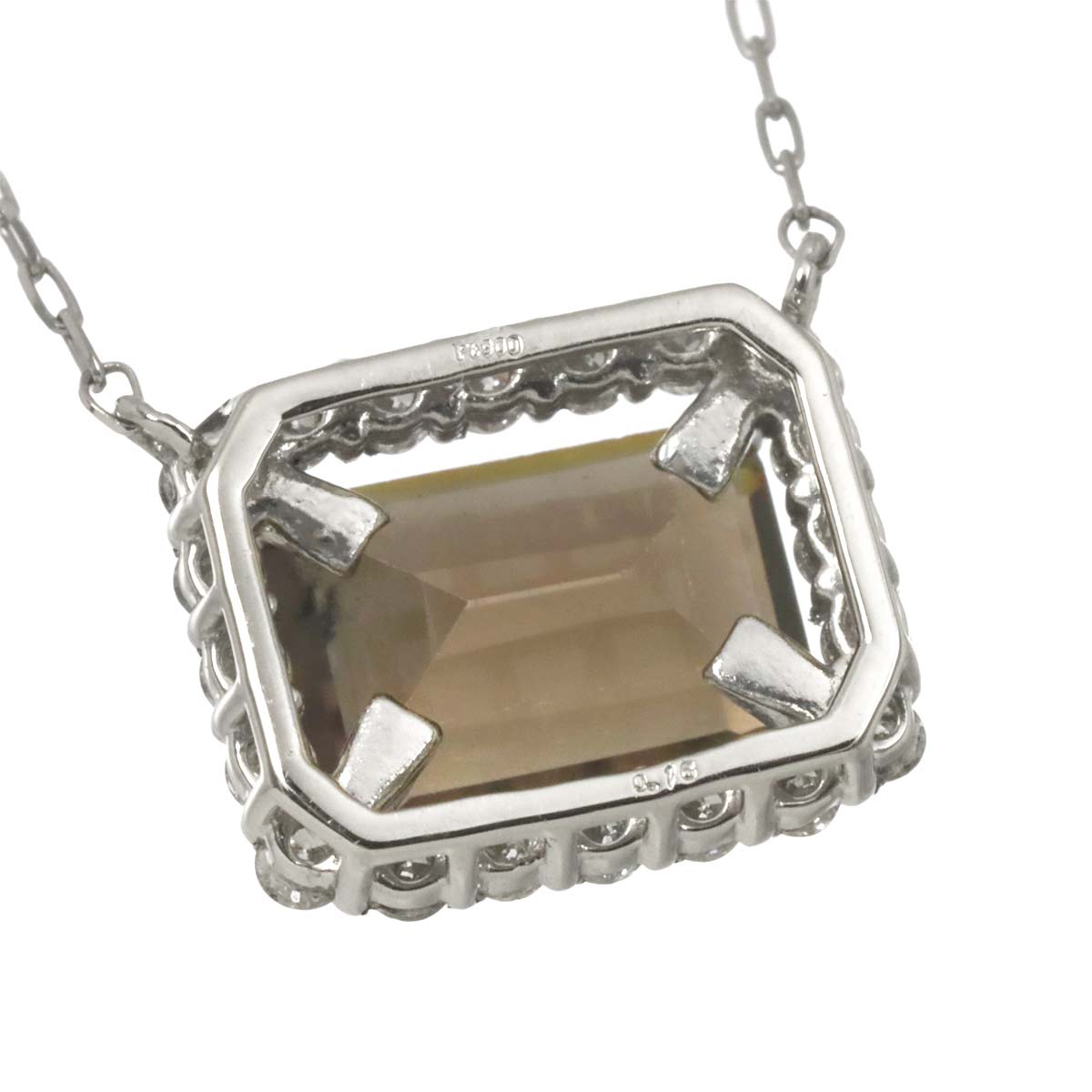 Quartz Diamond 0.16ct Necklace Pt Platinum