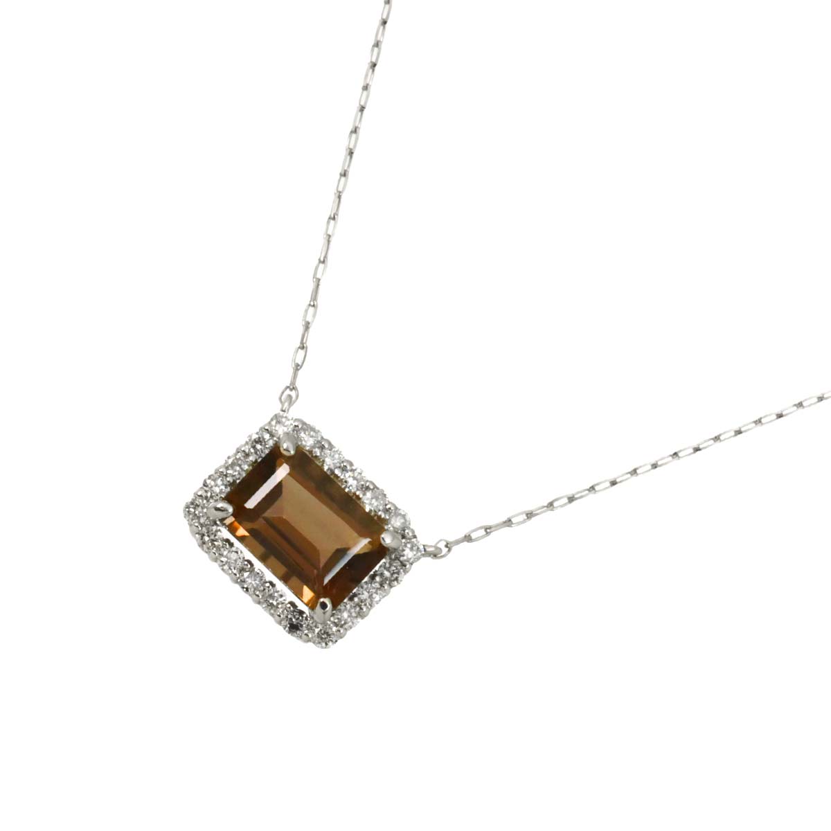 Quartz Diamond 0.16ct Necklace Pt Platinum
