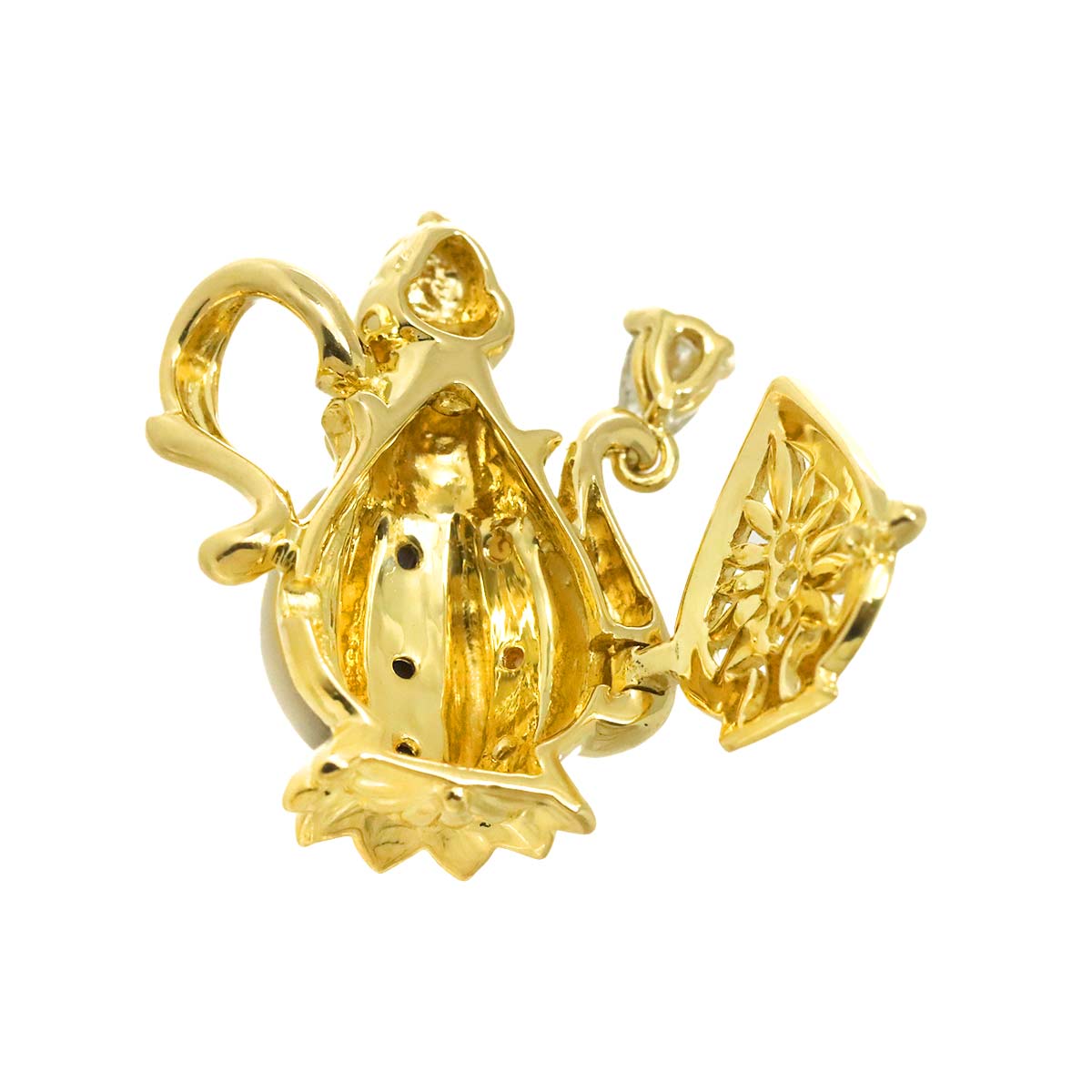 Diamond 0.27ct Shell Onyx Pendant 18K YG Yellow Gold 750