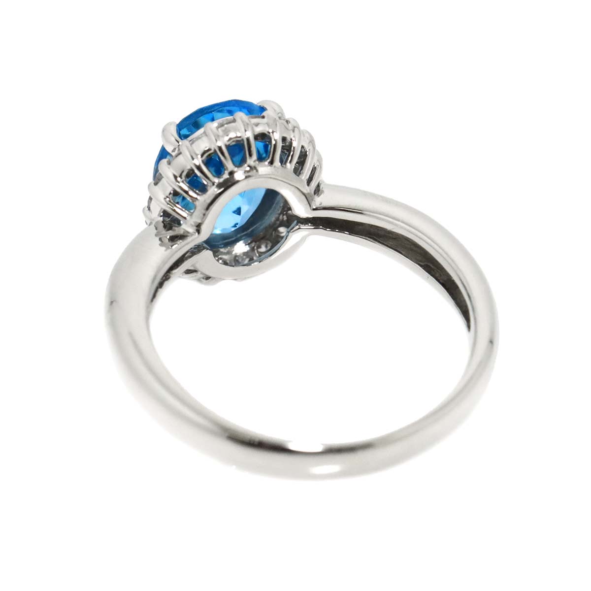 Blue Topaz Diamond 0.26ct Ring Pt Platinum size6-6.25(US)